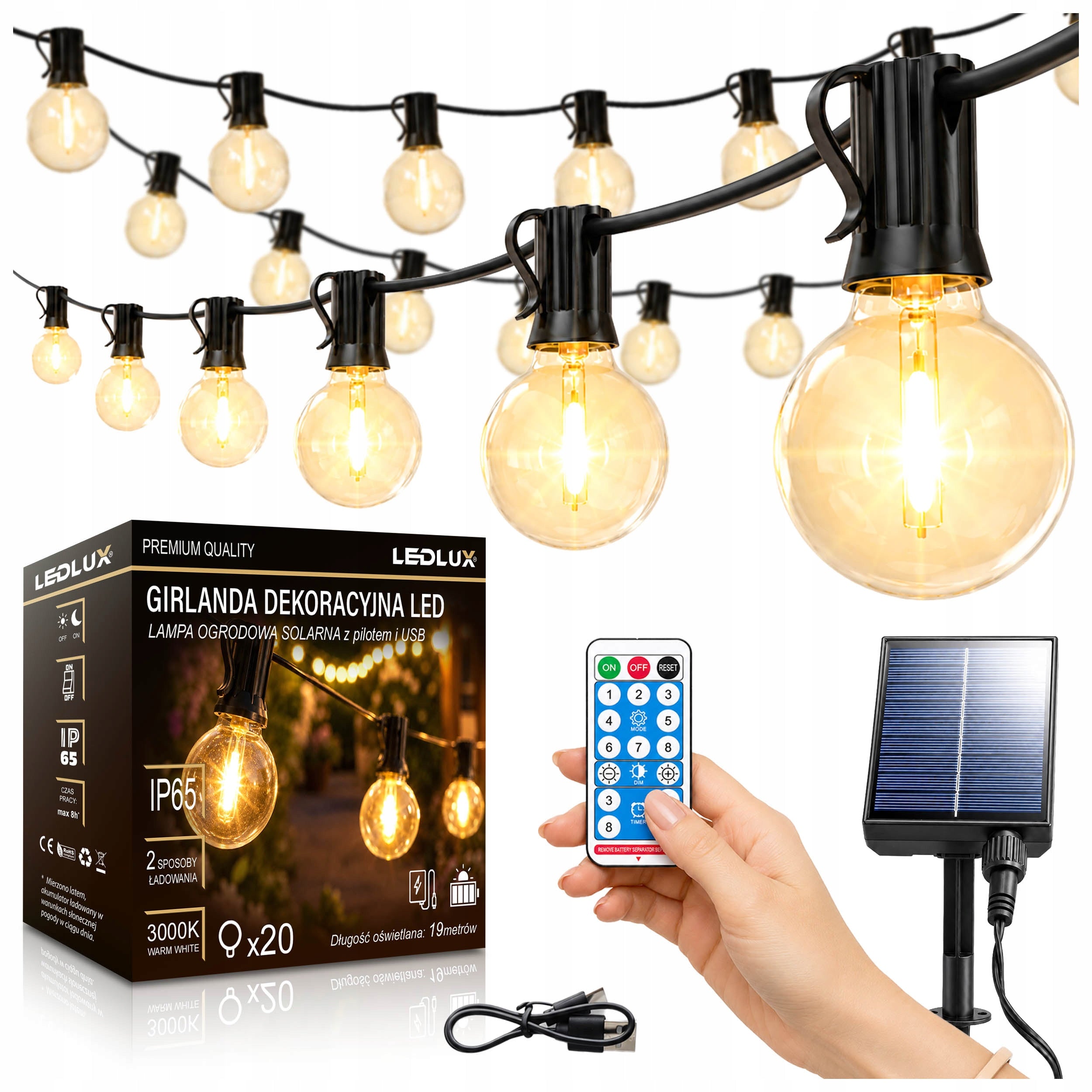 Solar Garland LED Garden 20 x LED Bulbs Solar Balls LED Light