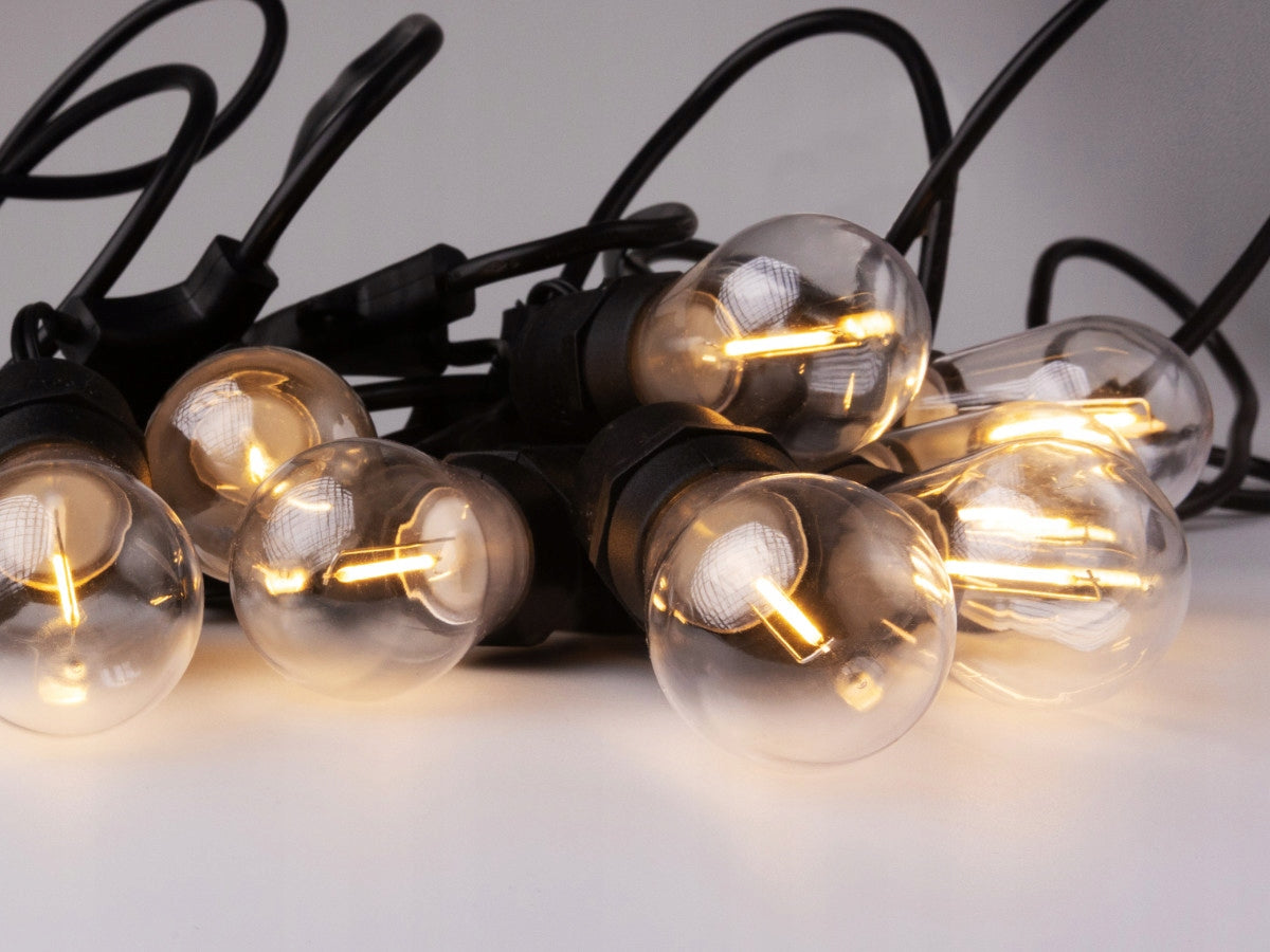 Solar Garland for Balcony Terrace Outdoor LED 10m 10xE27 2700K for Garden Batteries included yes