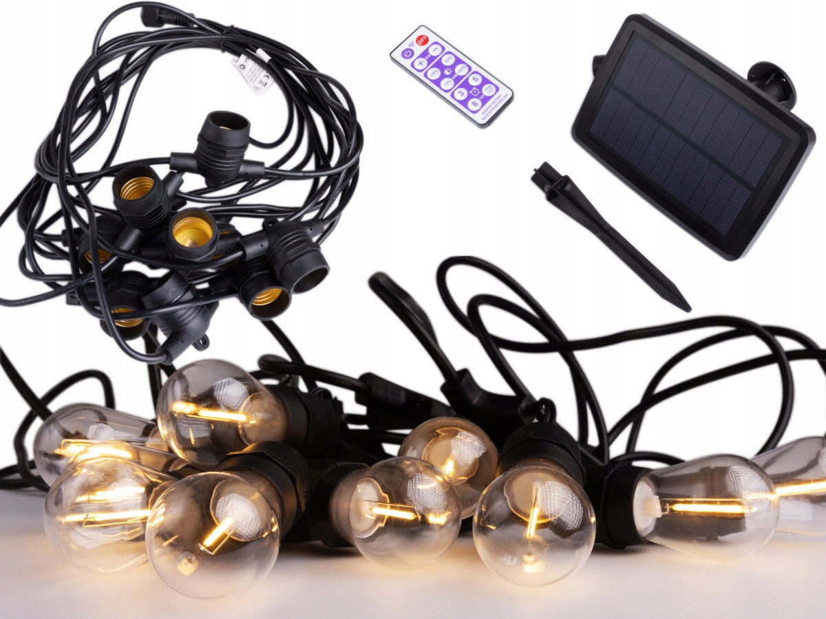 Solar Garland for Balcony Terrace Outdoor LED 10m 10xE27 2700K for Garden