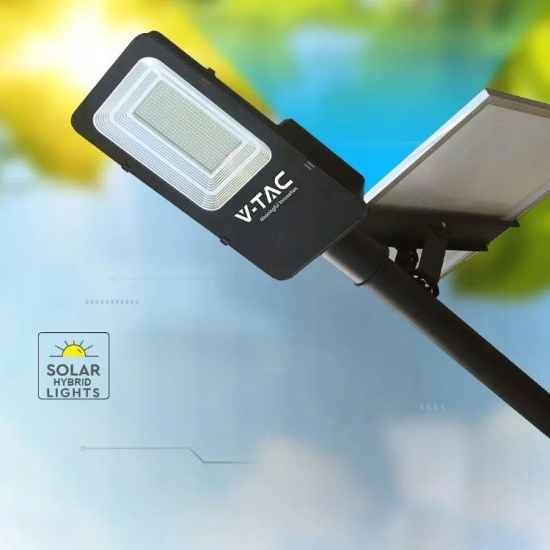 Solar Hybrid Street Light Fixture V-TAC 50W LED VT-ST201 4000K 4000lm Power supply mains solar