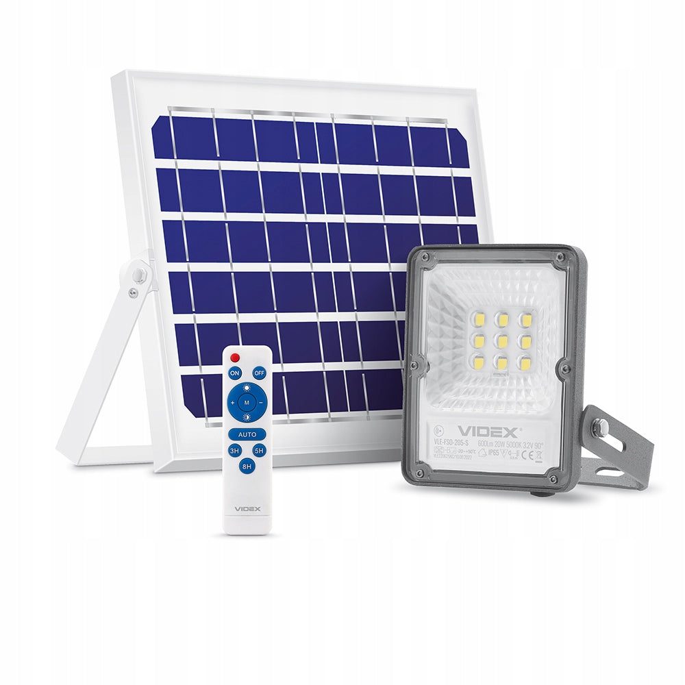 Solar LAMP FLOODLIGHT HALOGEN LED PANEL SOLAR motion sensor VIDEX 20W Batteries included yes