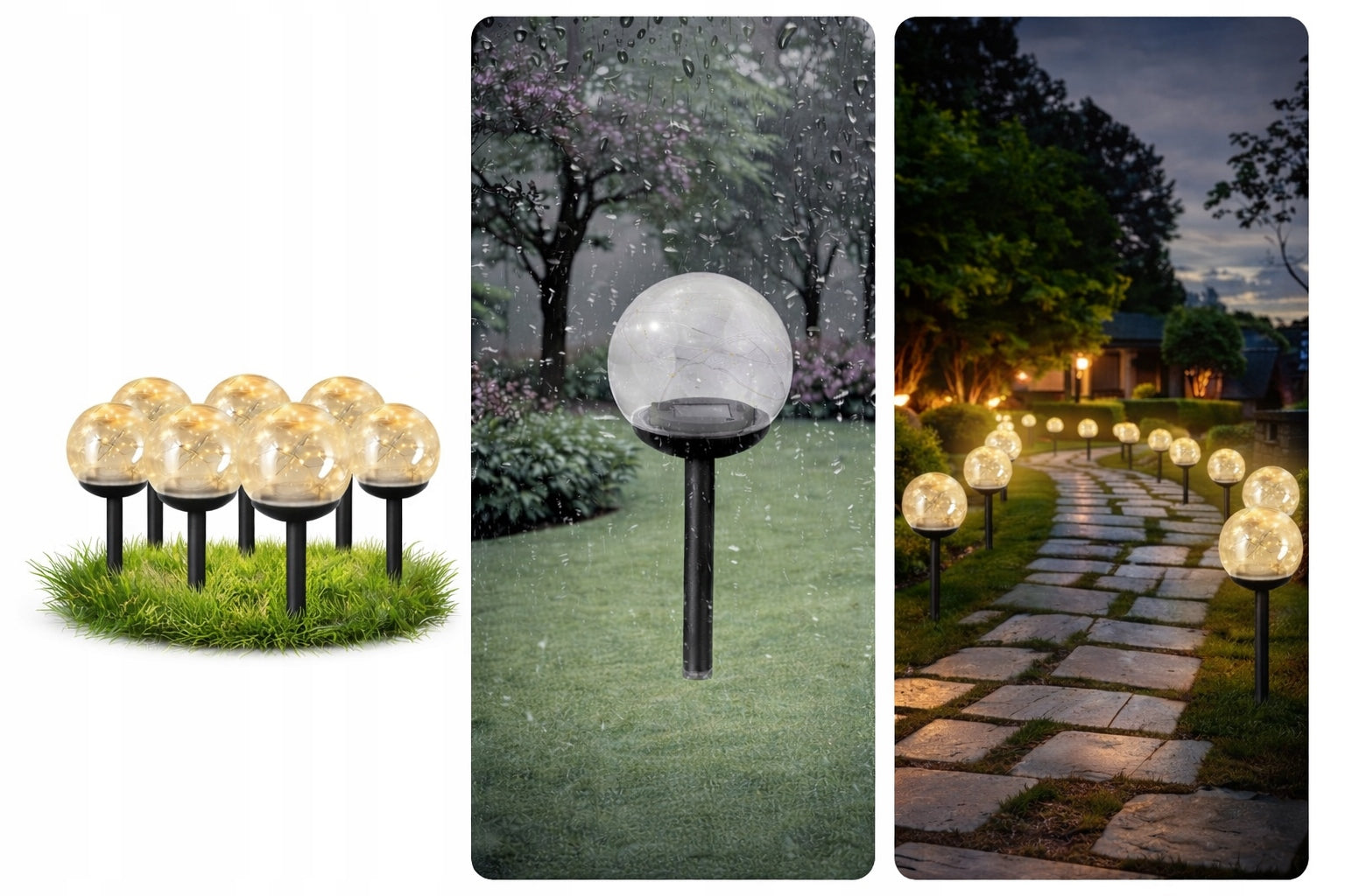 Solar LED Balls LARGE SET XXL 8 PCS Solar Garden Amorphous Color other