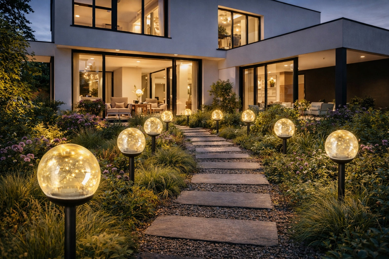 Solar LED Balls LARGE SET XXL 8 PCS Solar Garden Amorphous Packaging status original