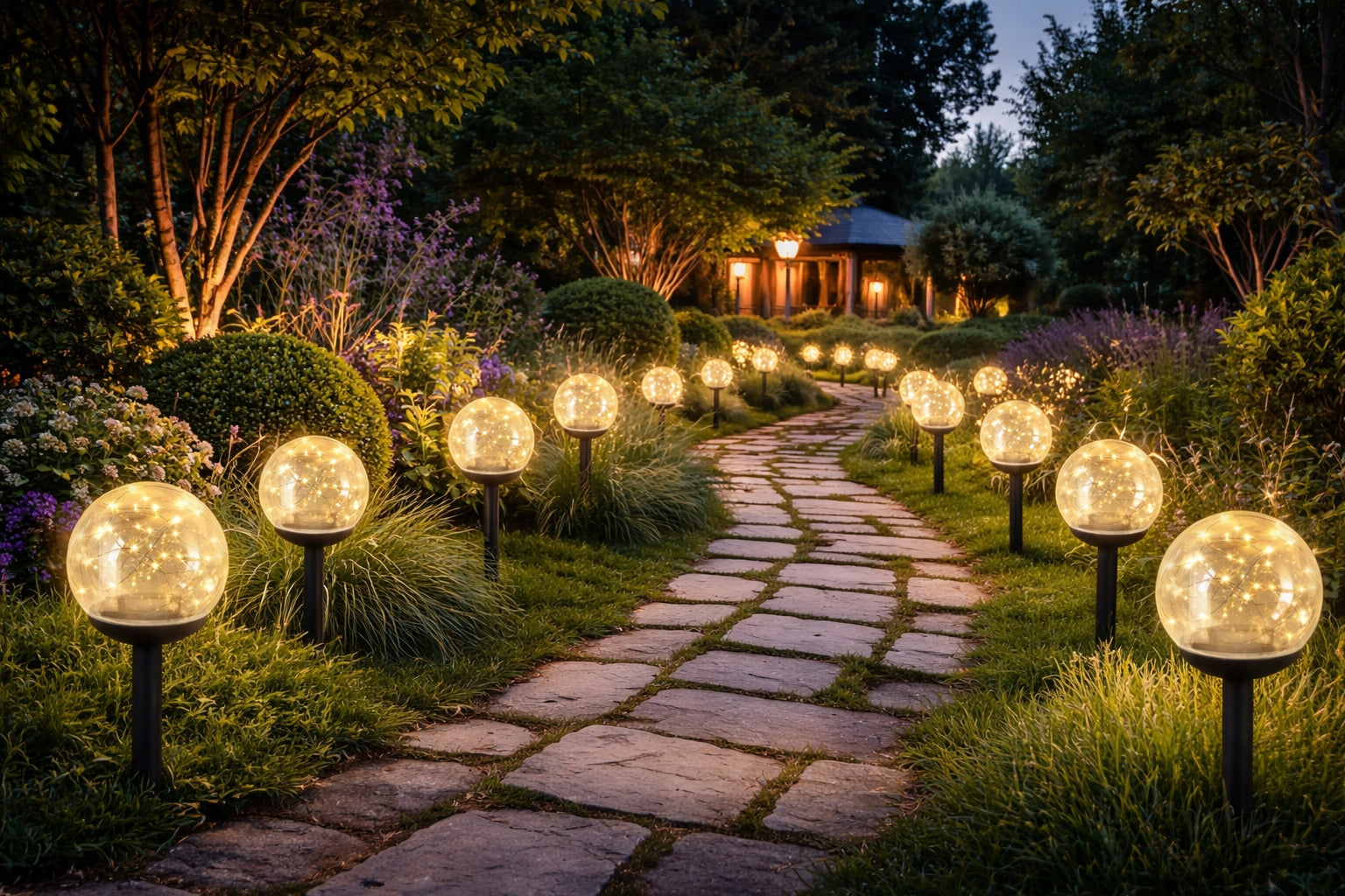 Solar LED Balls LARGE SET XXL 8 PCS Solar Garden Amorphous Total height 43 cm