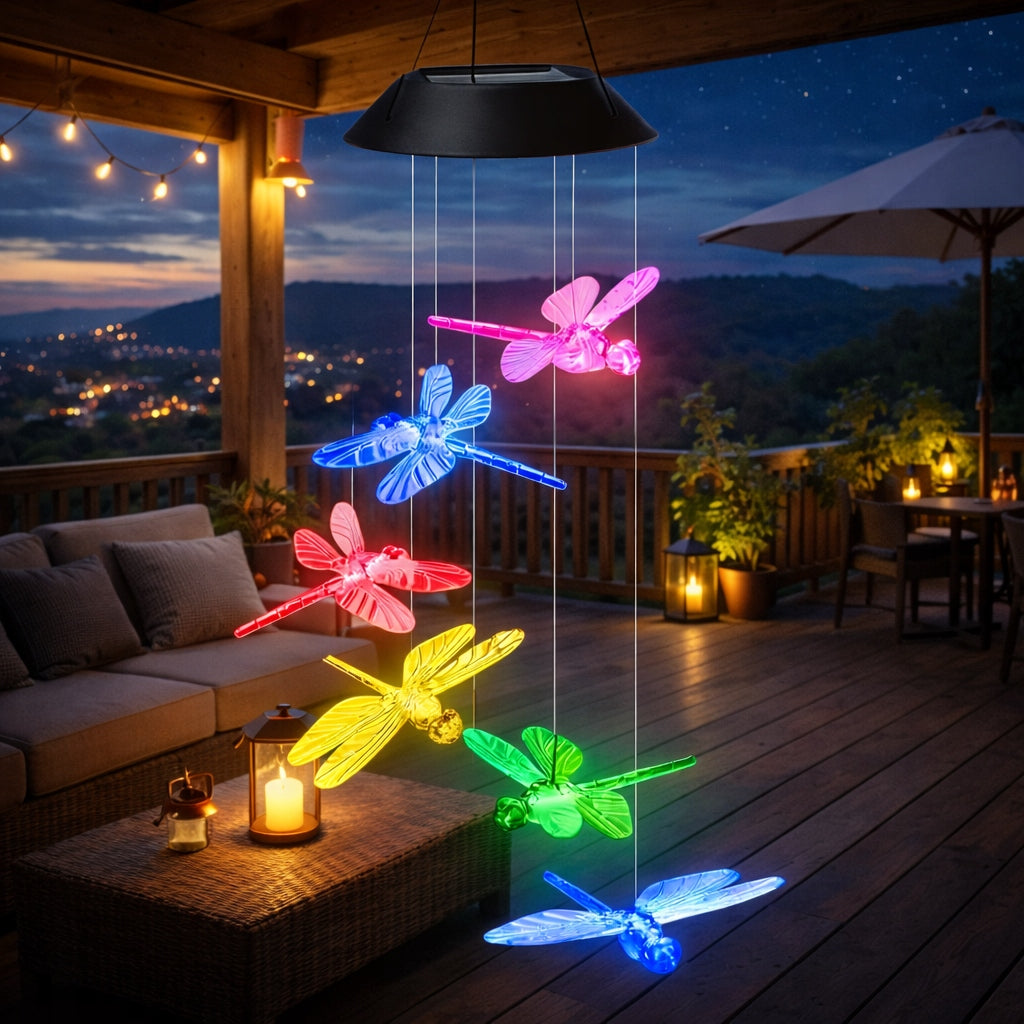 Solar LED Garden Hanging Dragonflies Colorful RGB Lights for Balcony Manufacturer code 5343