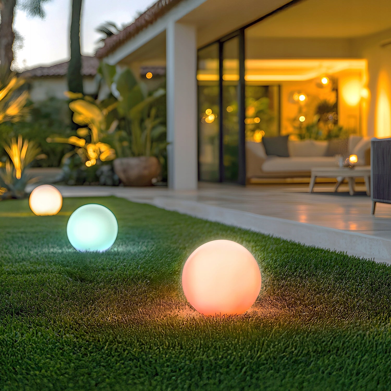 Solar LED Garden Lamp Standing BALL 30cm RGB with Remote Control STANDING HAMMERED Brand Kobi