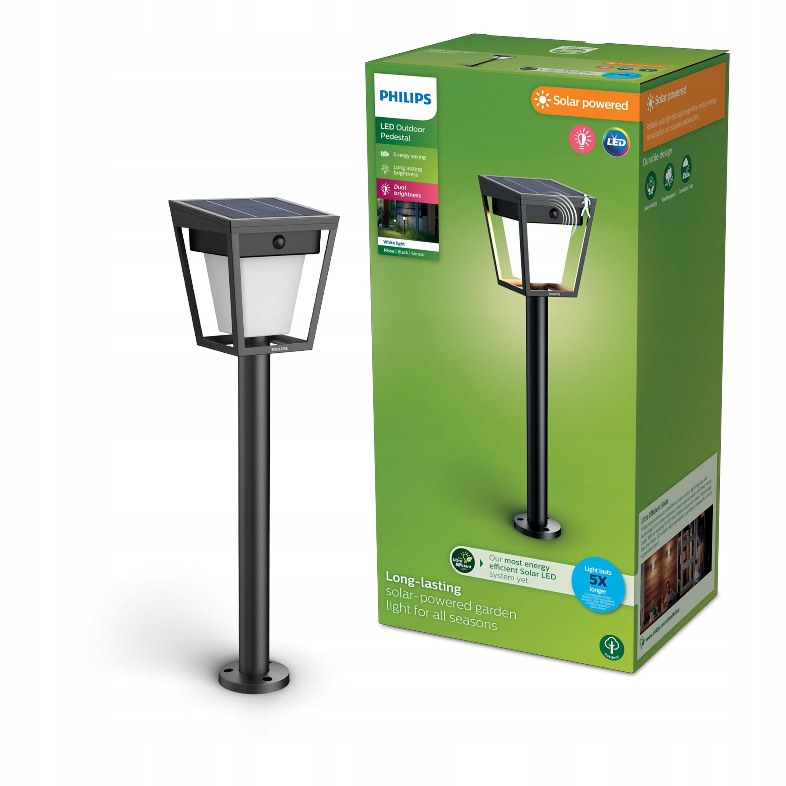 Solar LED Lamp PHILIPS NISSA Garden Punched Post 50cm Motion Sensor