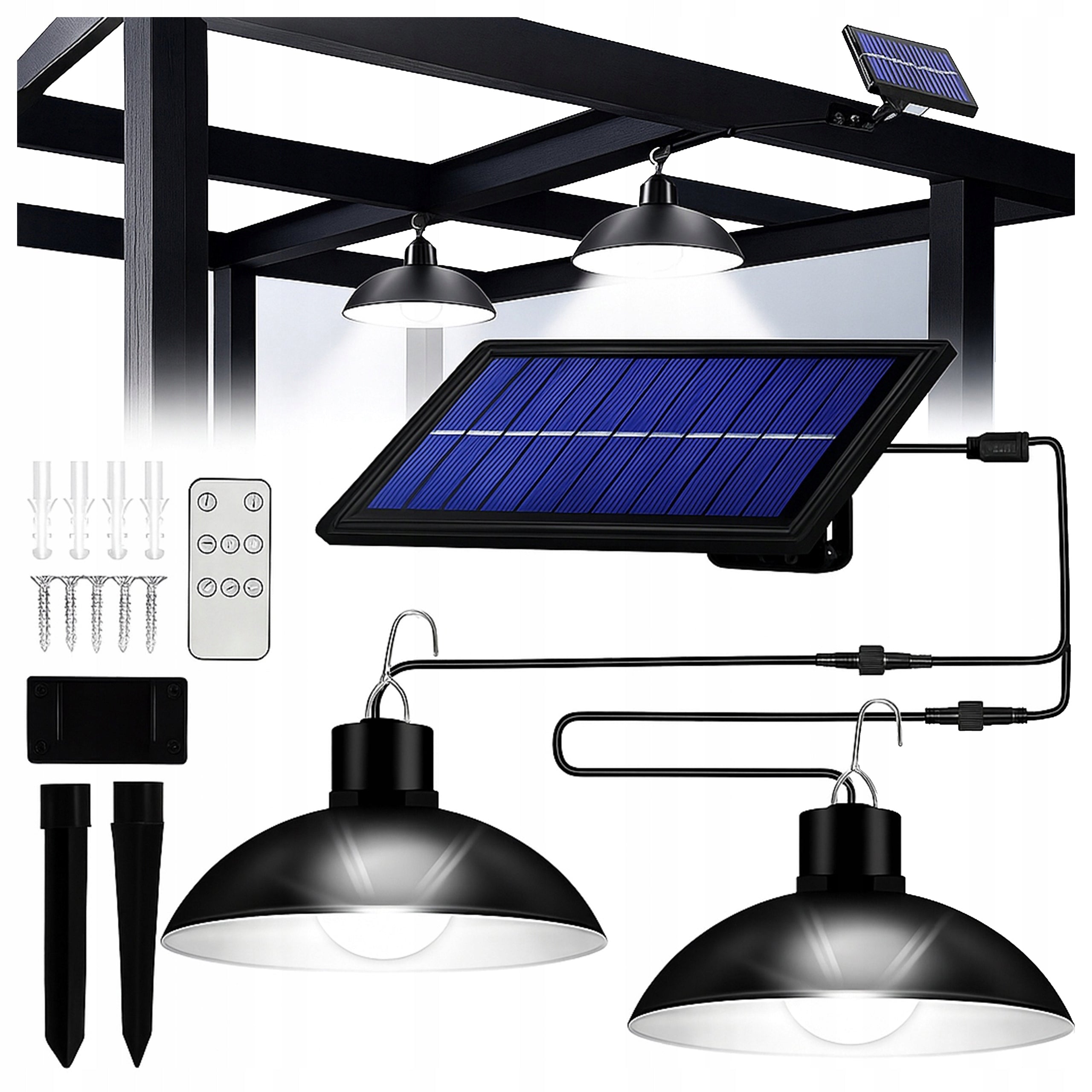 Solar LED Street Lamp Hanging With GARDEN SENSOR OUTDOOR Remote Control