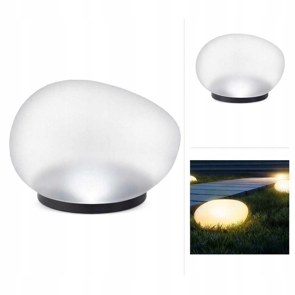 Solar LED garden lamp in the form of glass stone with dusk sensor