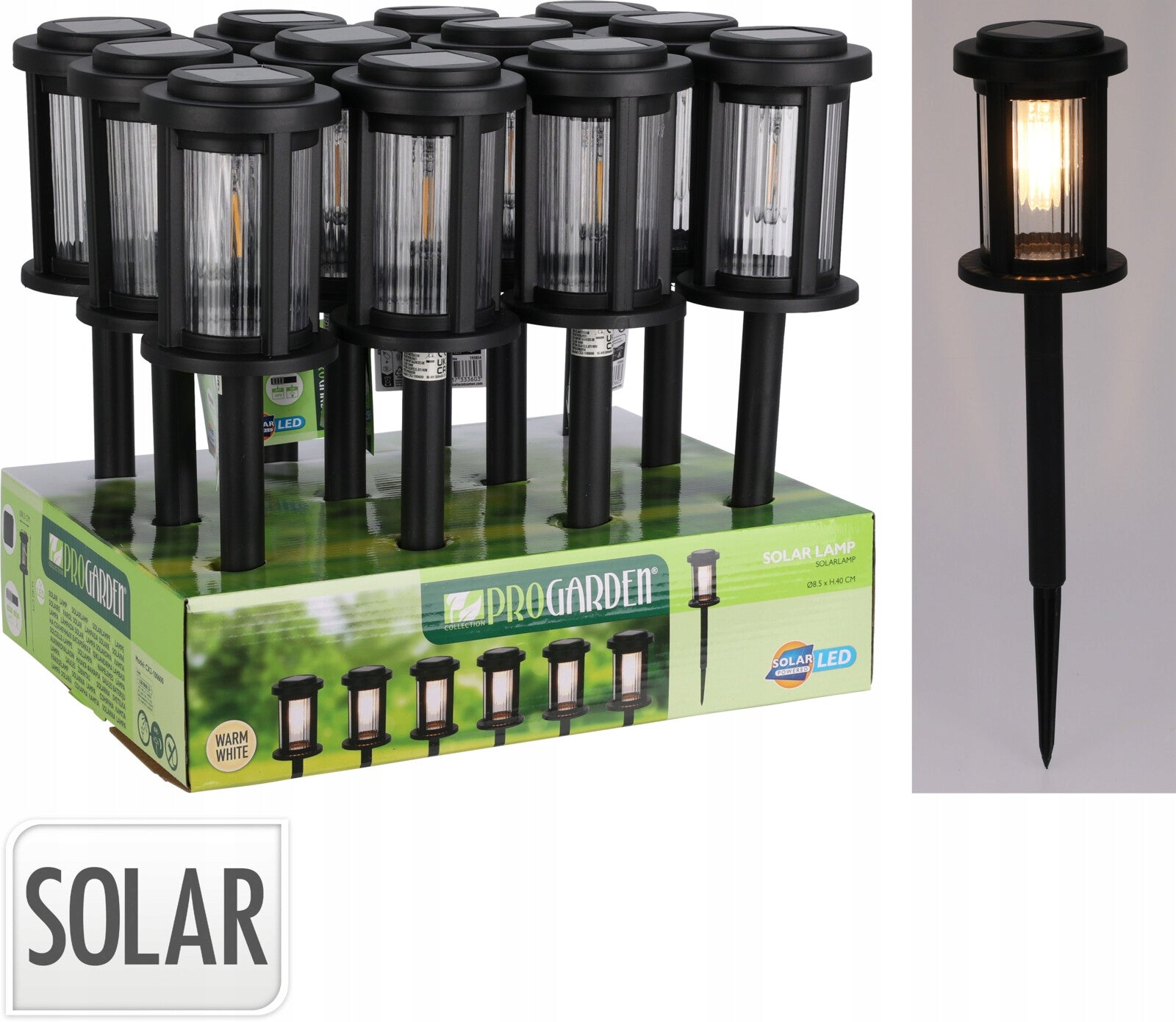 Solar Lamp Black Garden LED 40 cm with Twilight Sensor for Garden Manufacturer code CX2100600