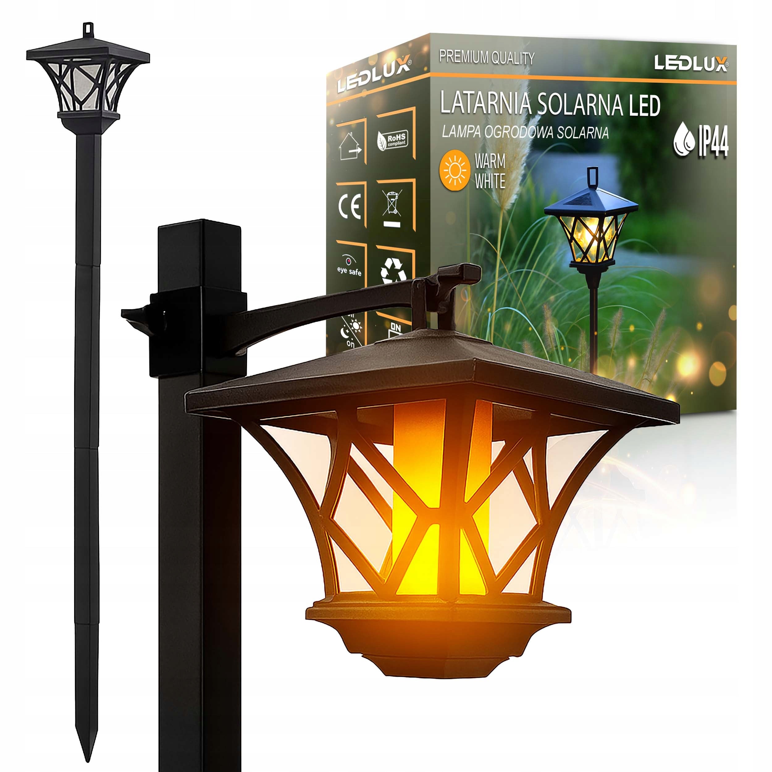 Solar Lamp Garden Lantern LED 1,5m Lantern Punched Garden Post Packaging status original