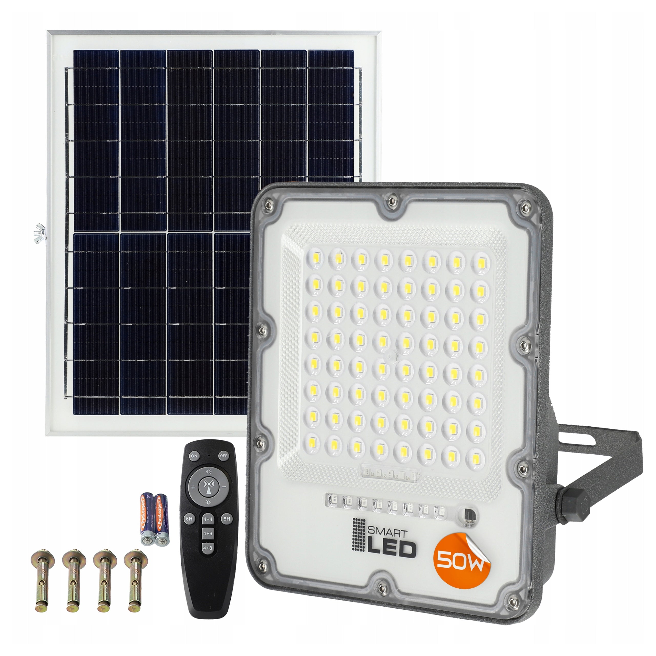 Solar Lamp Halogen Floodlight Outdoor LED Twilight Sensor Remote Control 50W
