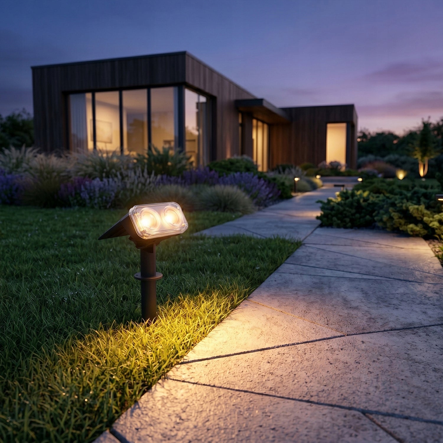 Solar Lamp LED Garden Headlight Wall Sconce 2in1 Twilight Sensor Brand Smartled