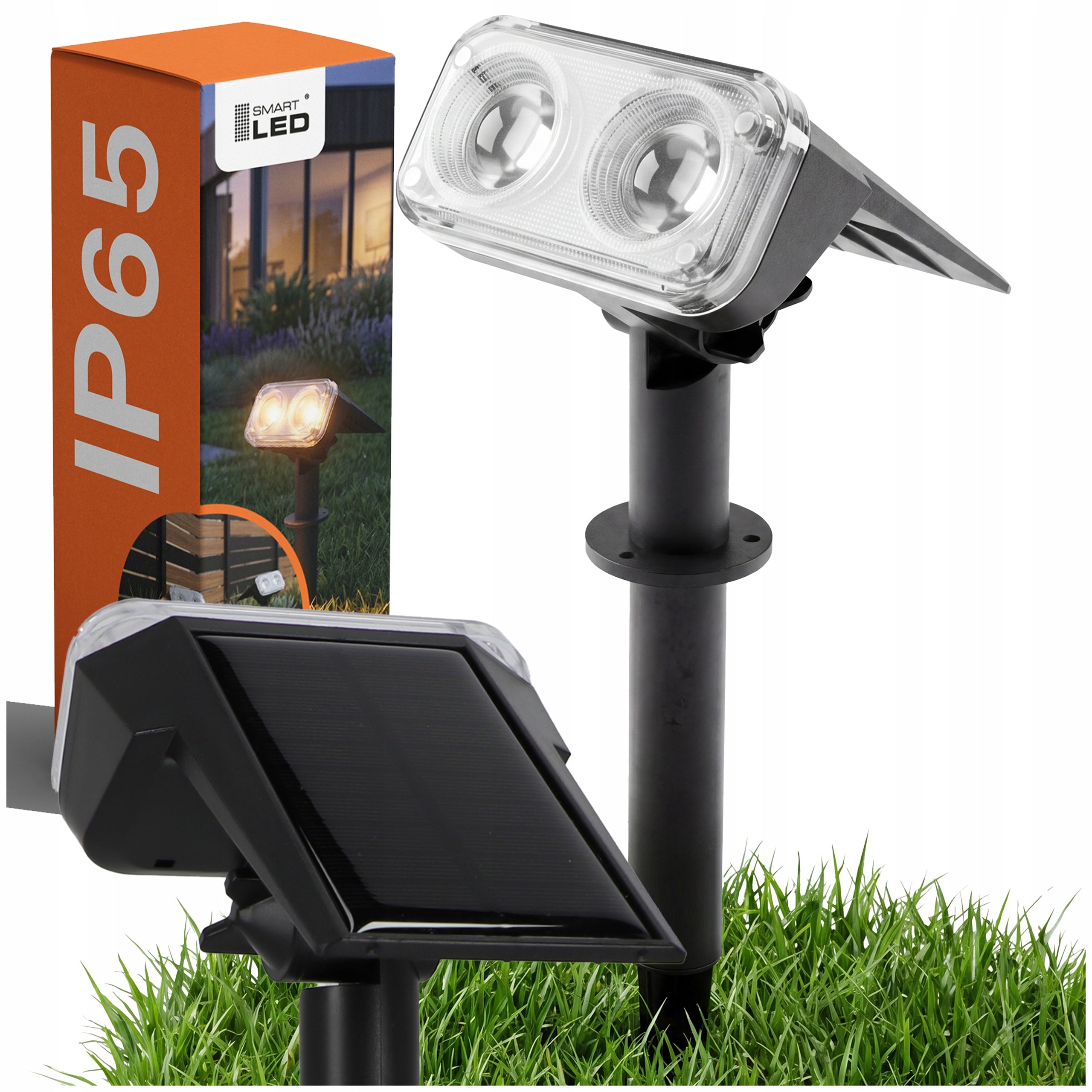 Solar Lamp LED Garden Headlight Wall Sconce 2in1 Twilight Sensor