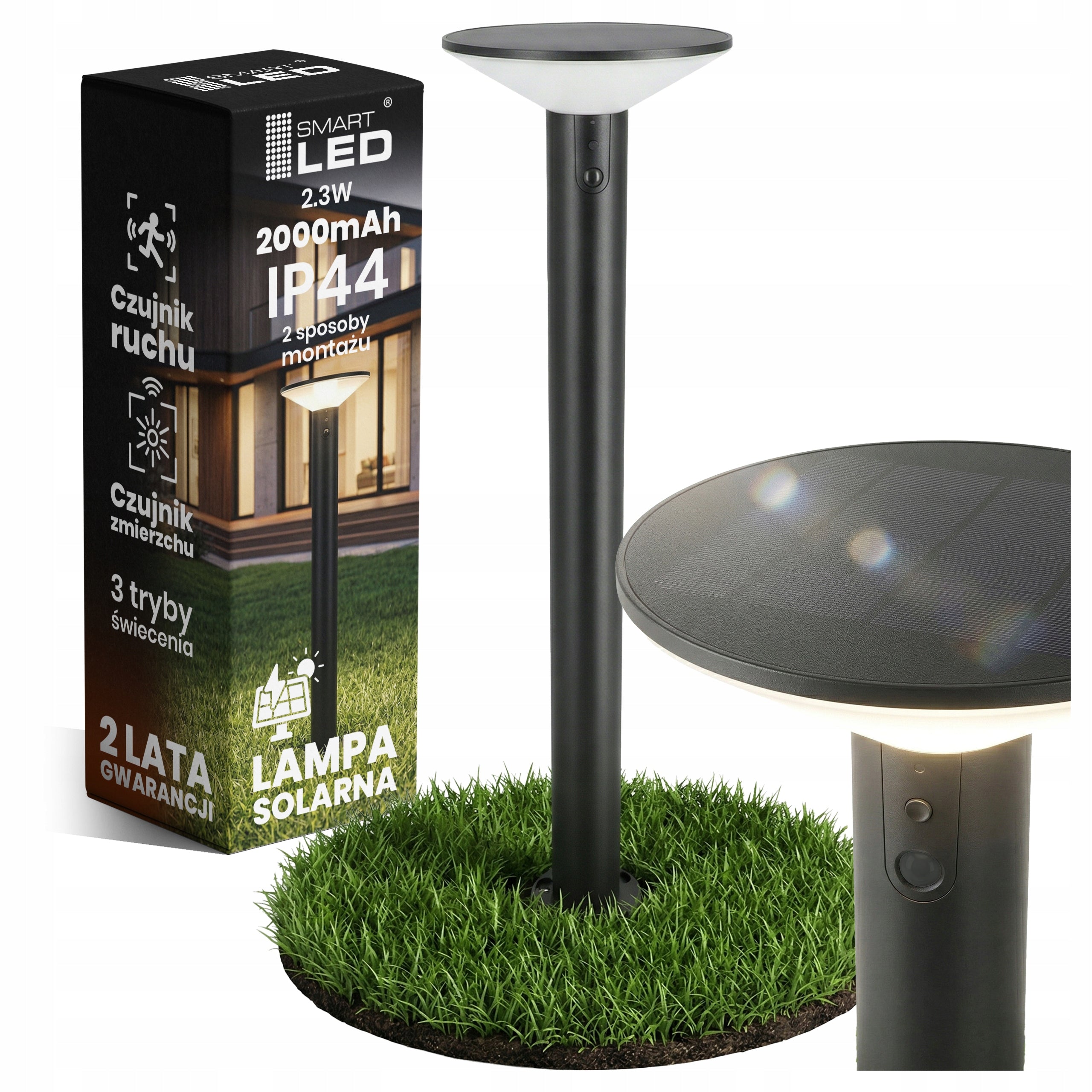 Solar Lamp LED Garden Punched Post Twilight Motion Sensor IP44
