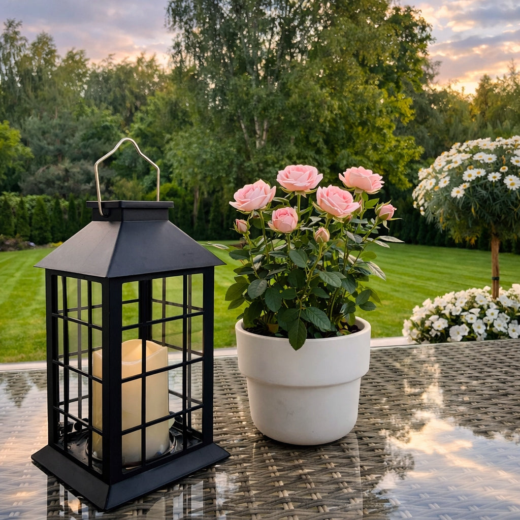 Solar Lantern LED Garden Lamp Lantern SuperLED Total height 27 cm