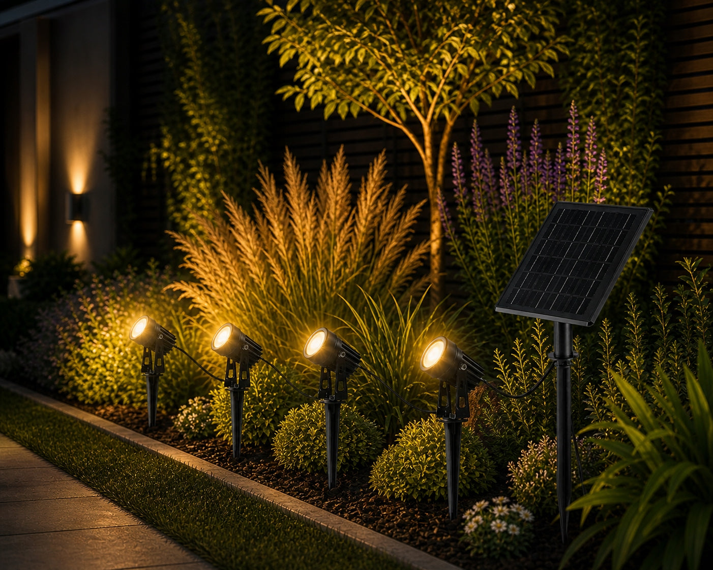 Solar Light for Garden 2x LED Headlight with Sensor Waterproof Manufacturer code Lampka solarna do ogrodu reflektor wbijany