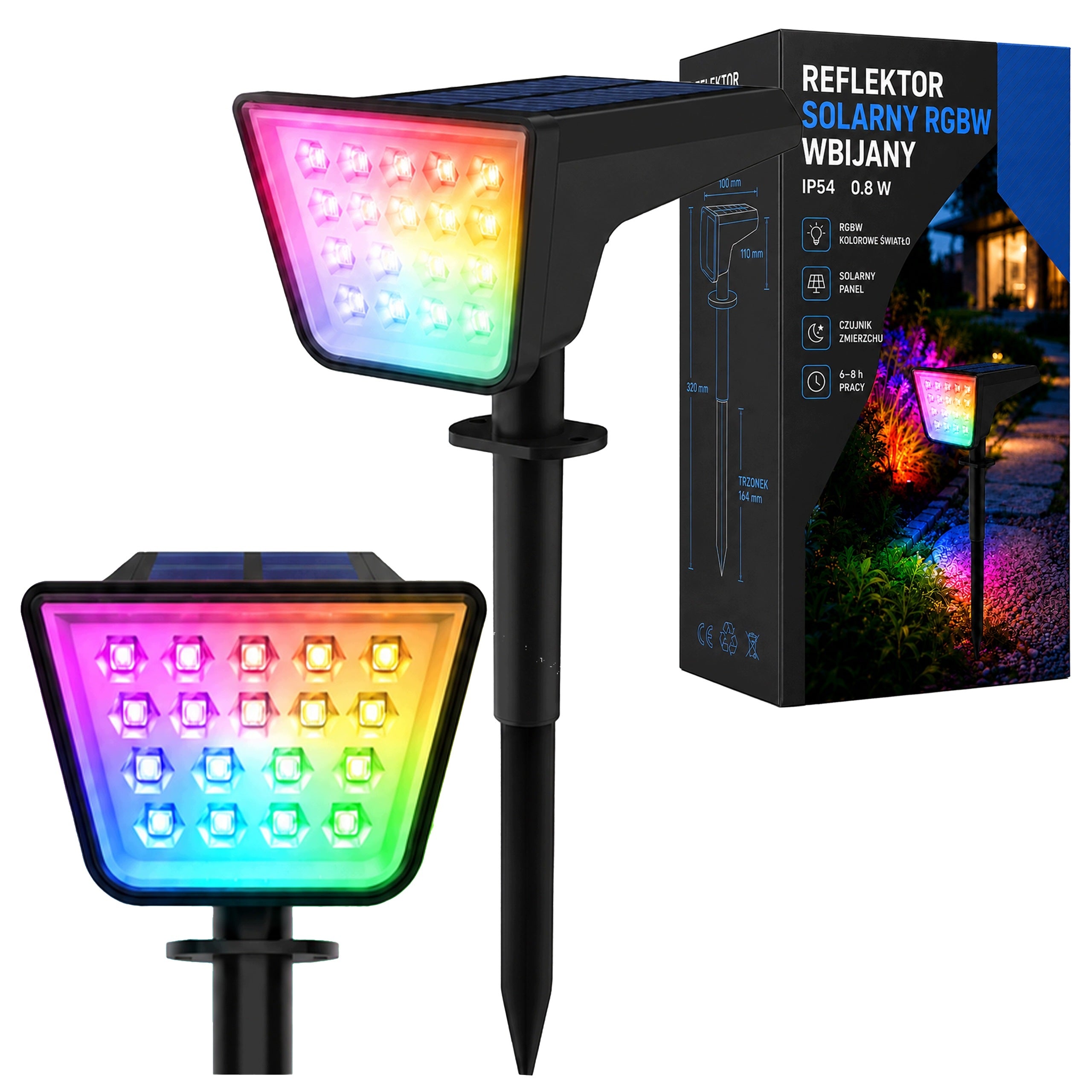 Solar Light for Garden LED Headlight with Sensor Waterproof