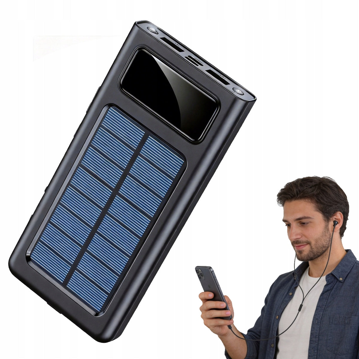 Solar POWER BANK SOLAR CHARGER USB 20000mAh FLASHLIGHT