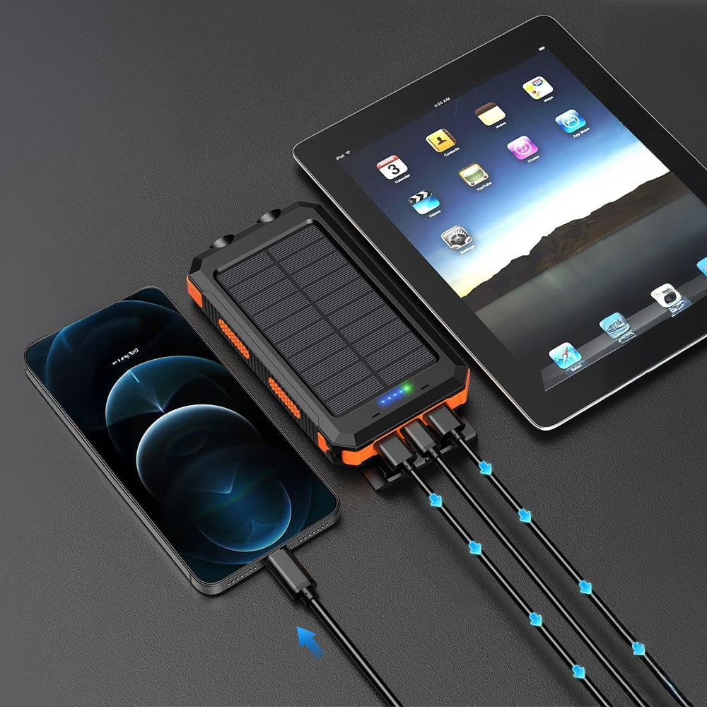 Solar Power Bank 10000 Mah Waterproof Induction With Carabiner Compass Packaging status original