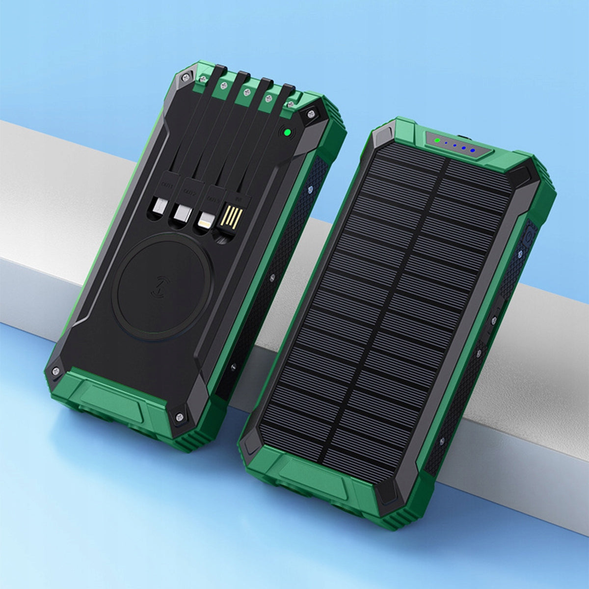Solar Power Bank 30000mah in 6 Ports USB-C Lightning Induction Charging Battery capacity 30000 mAh
