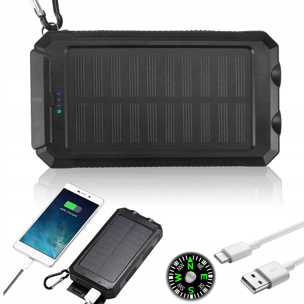 Solar Power Bank Waterproof For Motor And Kayak 10000mAh With Carabiner