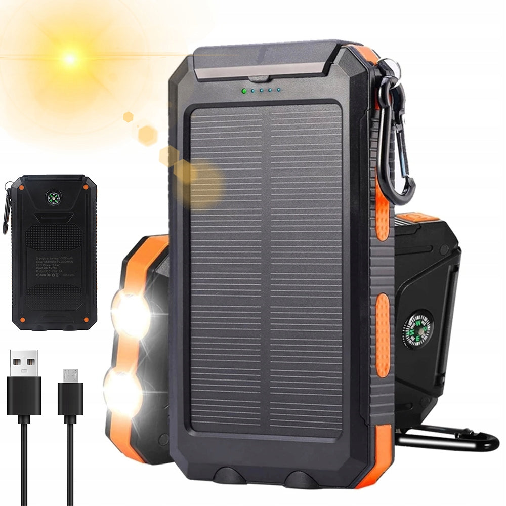 Solar Powerbank 30000mAh For Survival Outdoor with LED and Compass