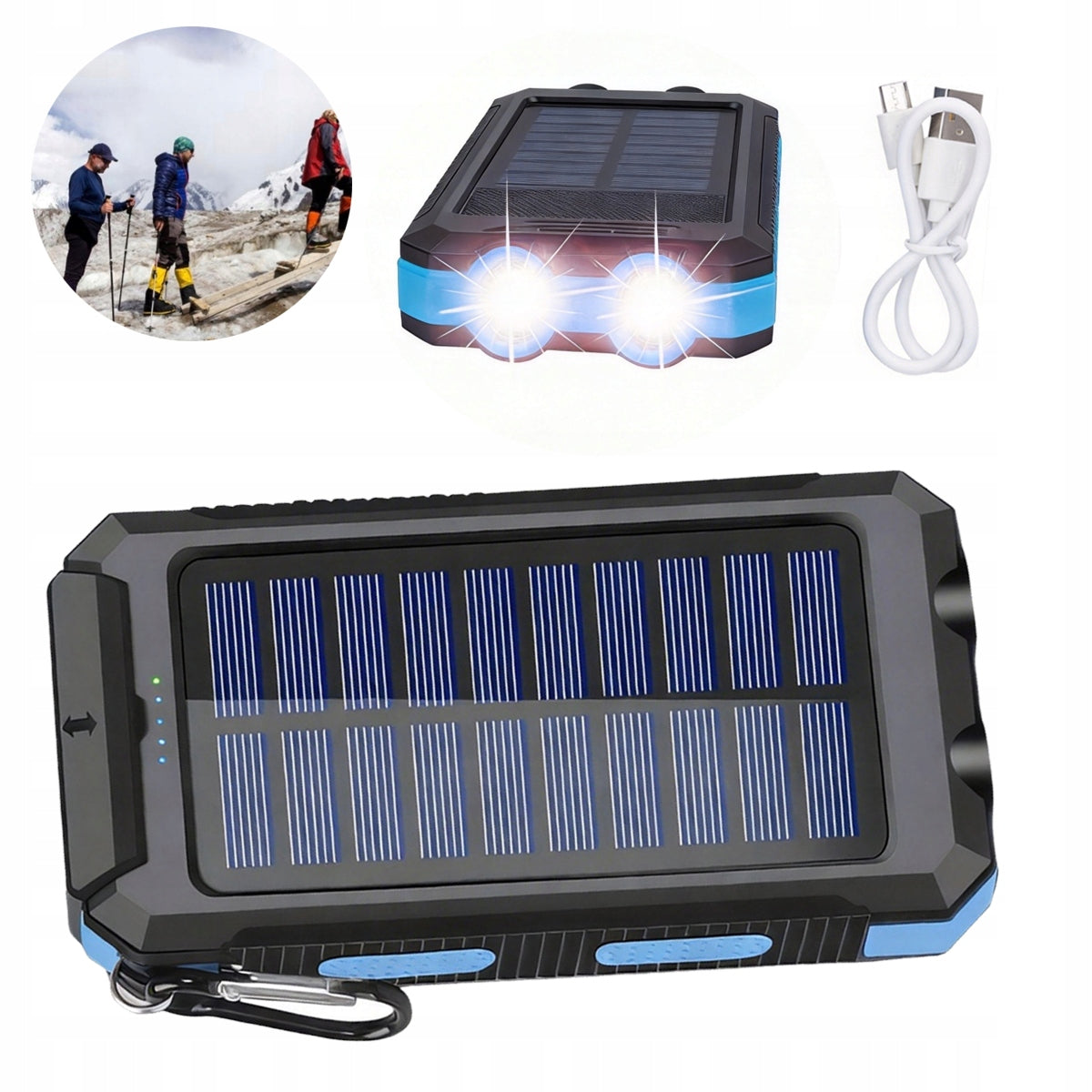 Solar Powerbank 30000mAh with Built-in Cables