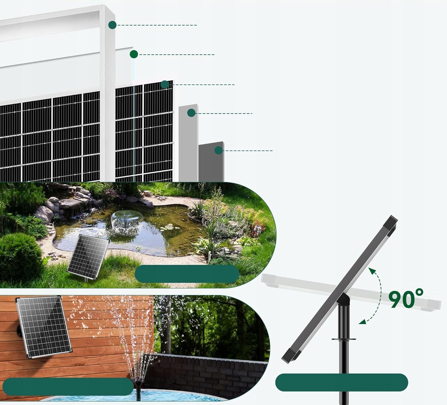 Solar Pump For Pond Water Pond Fountain Panel 20W 875L/h Hose Set Manufacturer Biling
