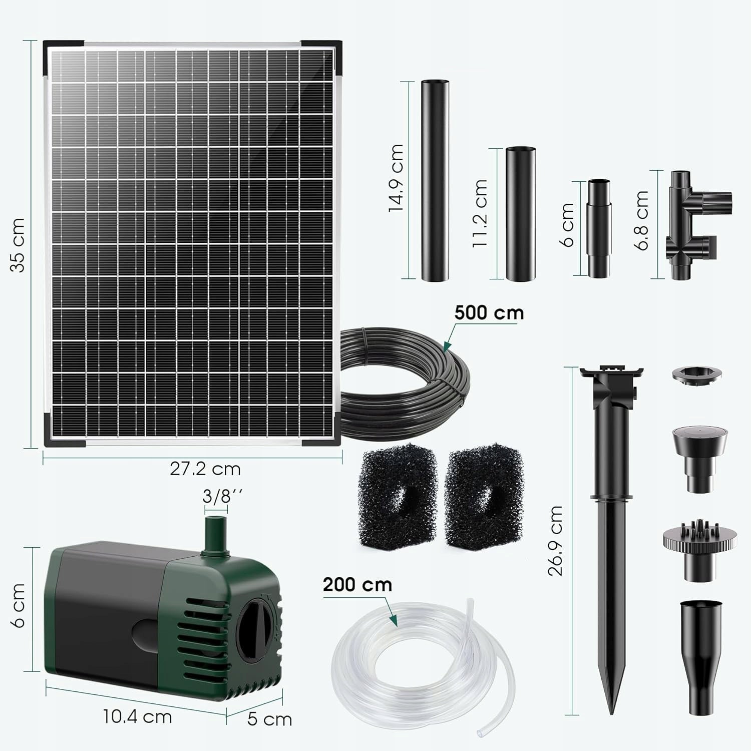 Solar Pump For Pond Water Pond Fountain Panel 20W 875L/h Hose Set Manufacturer code B0DMT2YHJF-U
