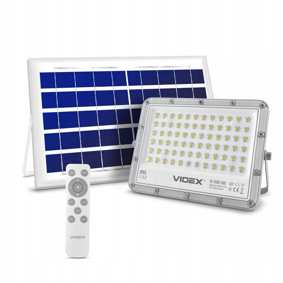 Solar floodlight LED halogen lamp Videx 50W 1000lm IP65 + remote control Manufacturer code VL-FSO2-505