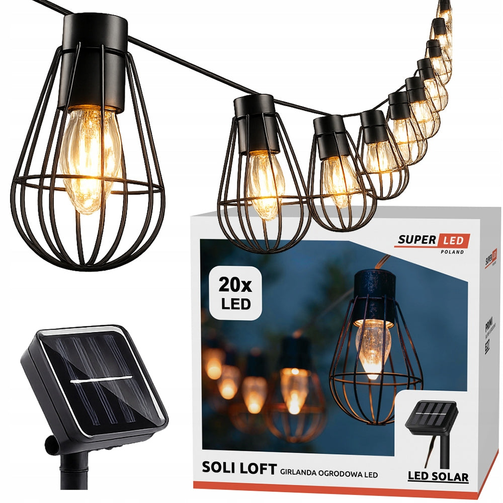 Solar garden garland LED Light chain 20x loft lamps SuperLED
