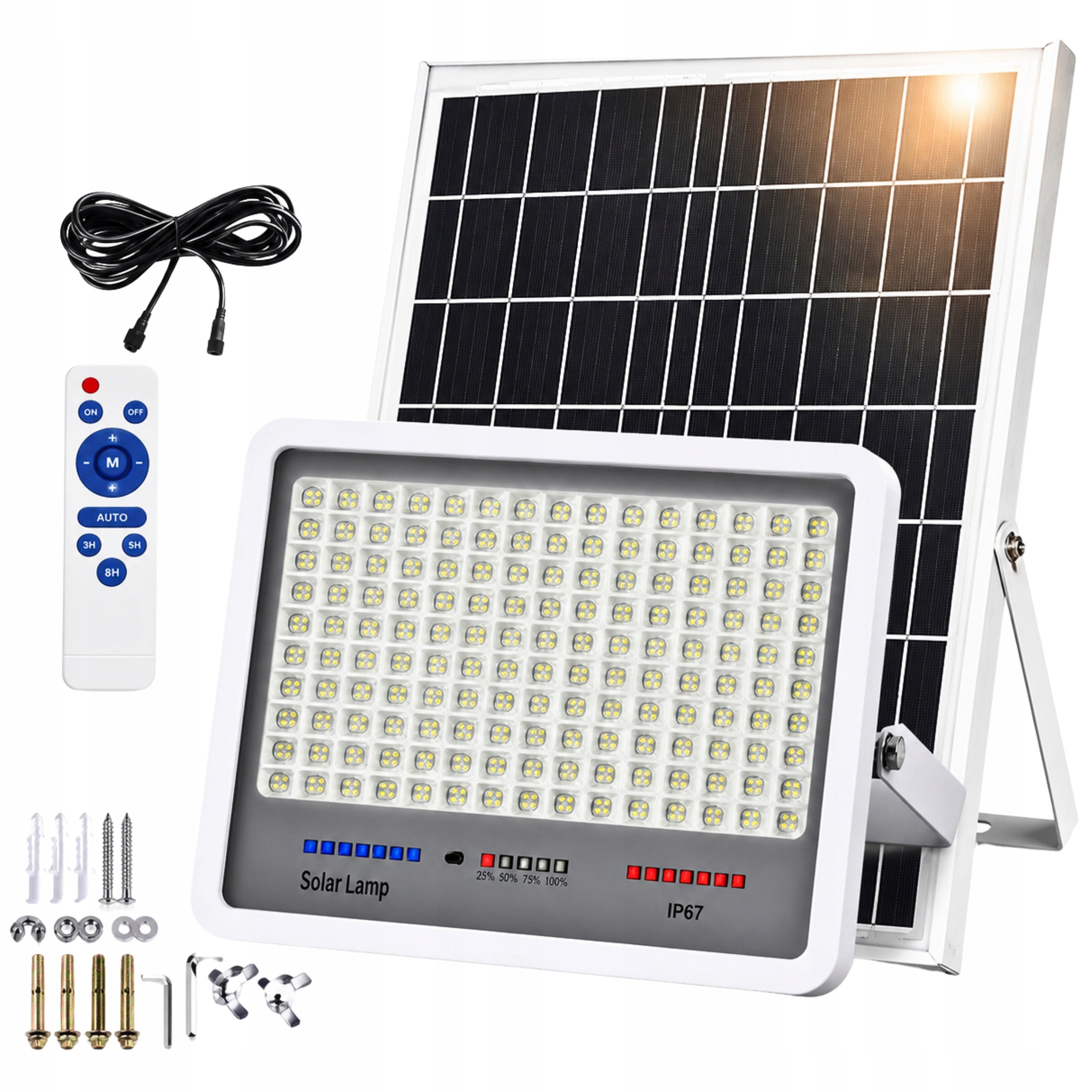 Solar lamp 200W with sensor separate solar panel outdoor parking