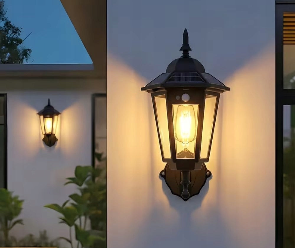 Solar lamp retro LED wall lamp with motion sensor BLACK Brand no brand