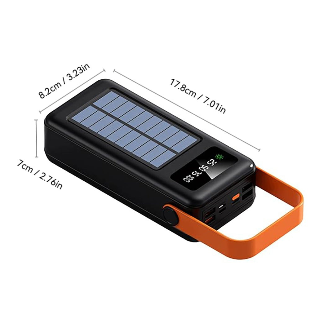 Solar power bank 80000mah powerbank station led flashlight black Rechargeable Battery type lithium-polymer