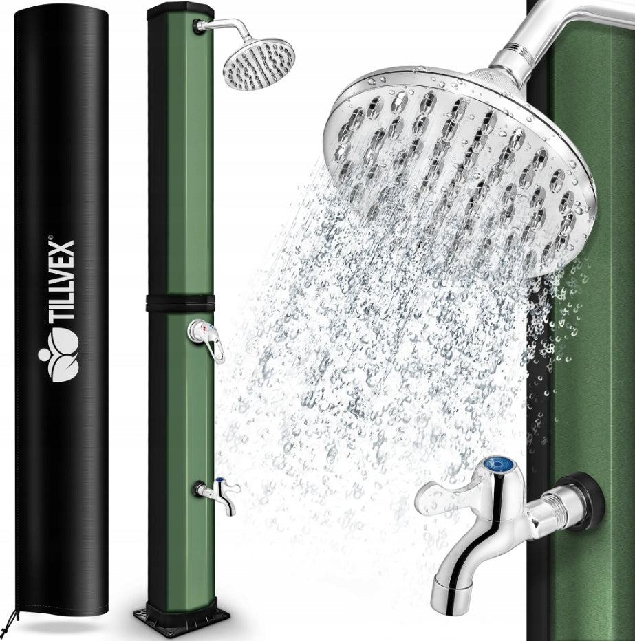 Solar shower Tillvex 60L garden black/green with cover
