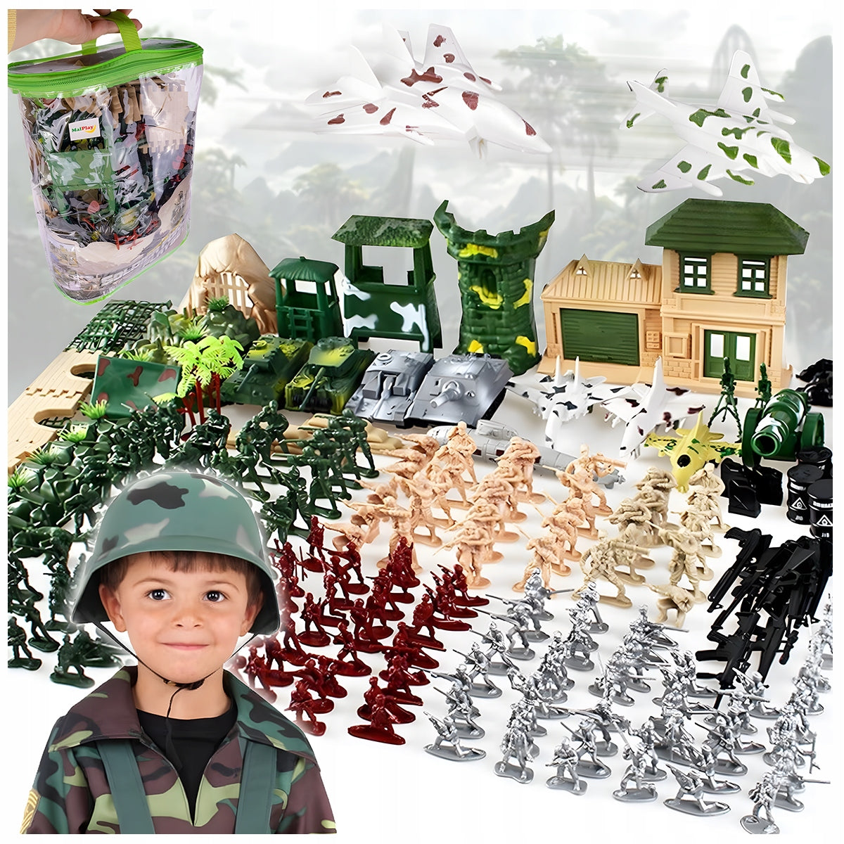 Soldiers Figurines 300 el Military Base Army Large Set Military Tanks