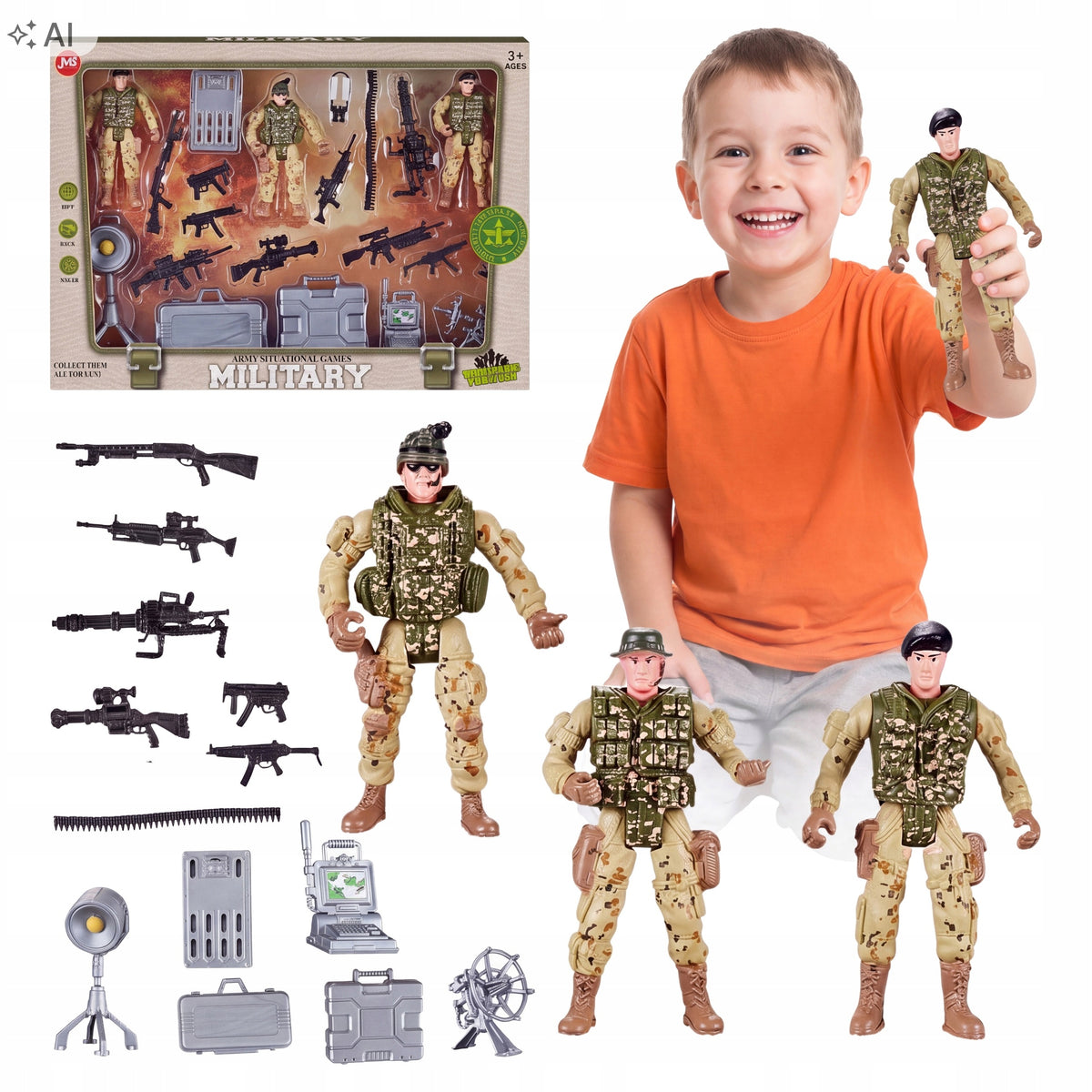 Soldiers figurines military set 18 el weapon accessories army 3+