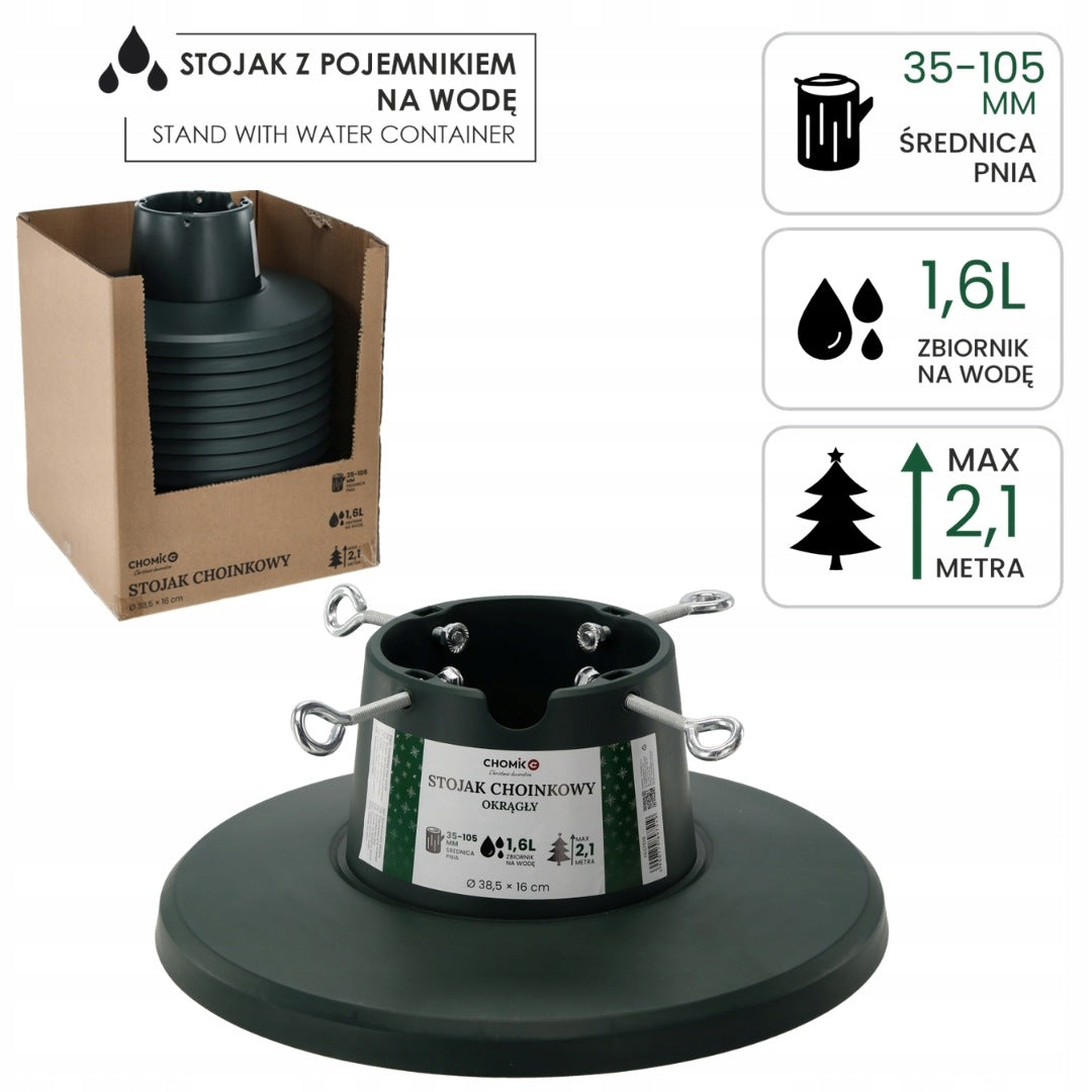 Solid Christmas Tree Stand Round 1,6L Water For Trunk 10,5cm Christmas Tree 2,1m