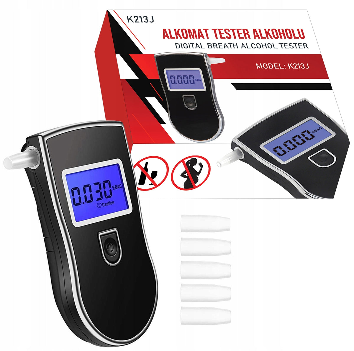 Solid State LCD Breathalyzer Sobriety Tester with Mouthpieces and Case Brand Gotel