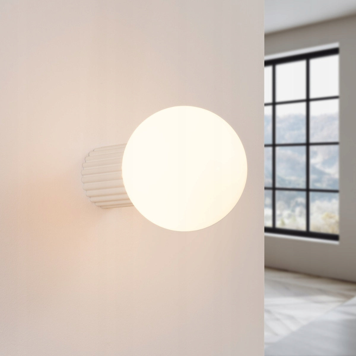 Sollux Ceiling wall lamp beige grooved glass white ball 12cm IP44 Manufacturer code SL.1717