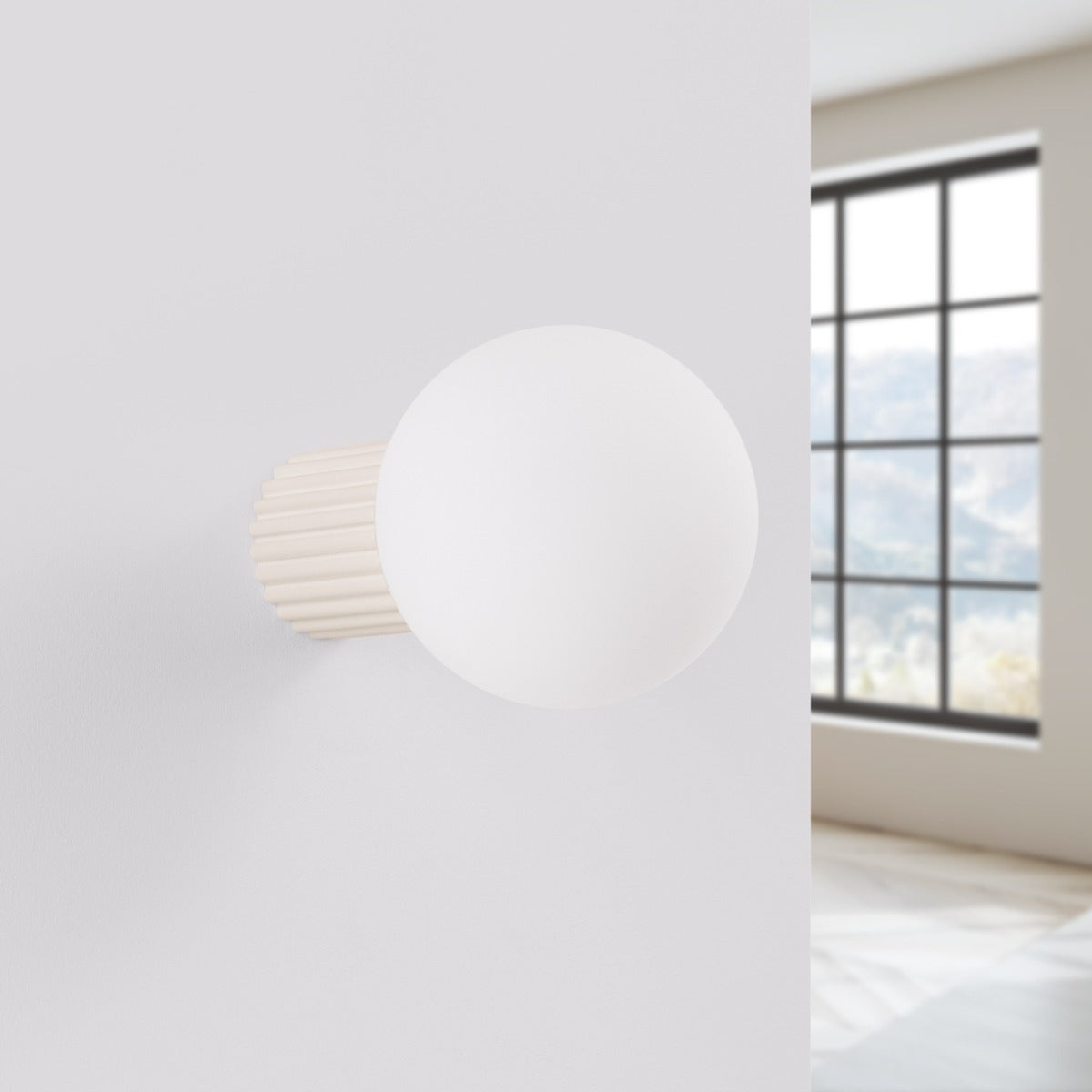 Sollux Ceiling wall lamp beige grooved glass white ball 12cm IP44 Packaging status original