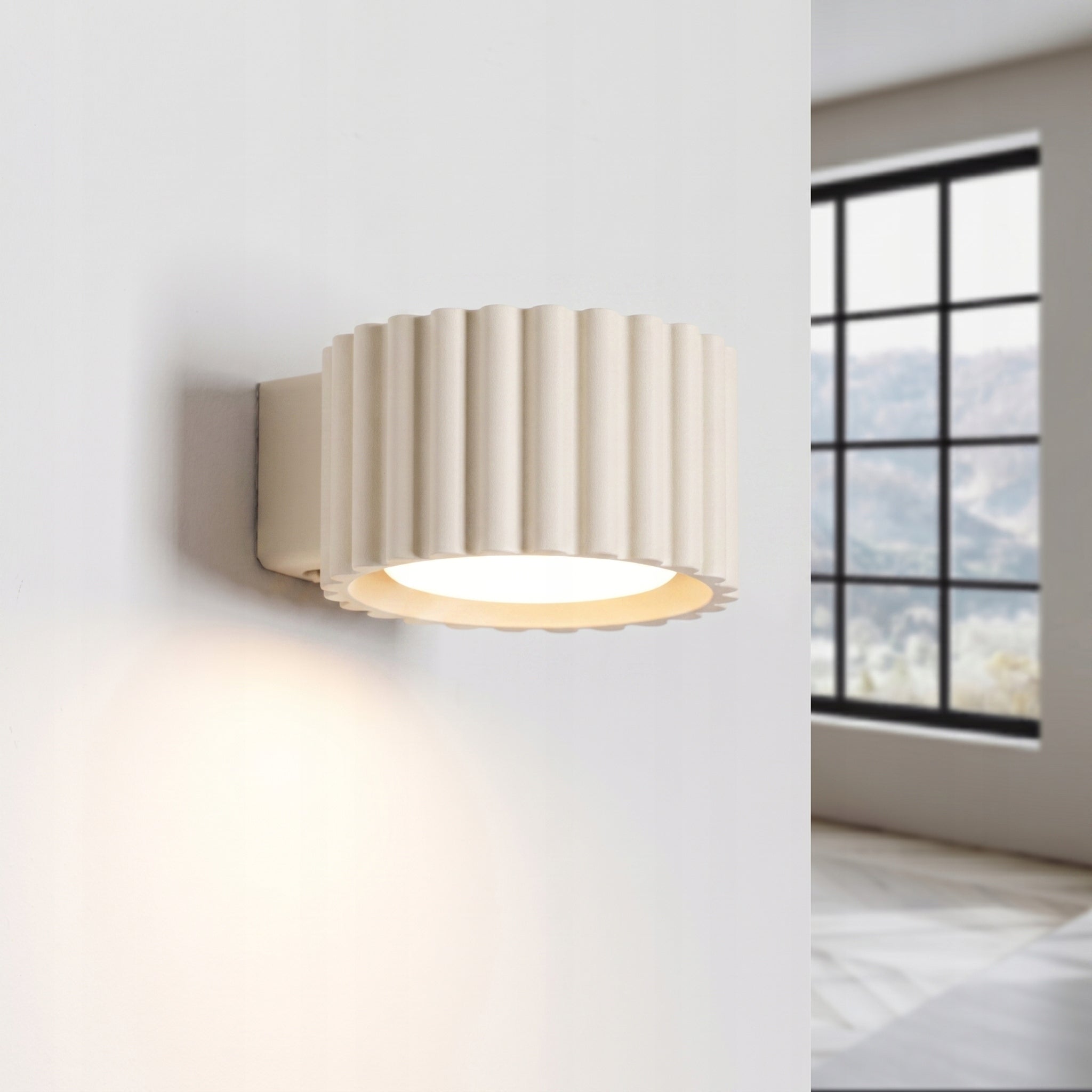 Sollux Lighting wall sconce modern aura beige round grooved Brand SOLLUX LIGHTING