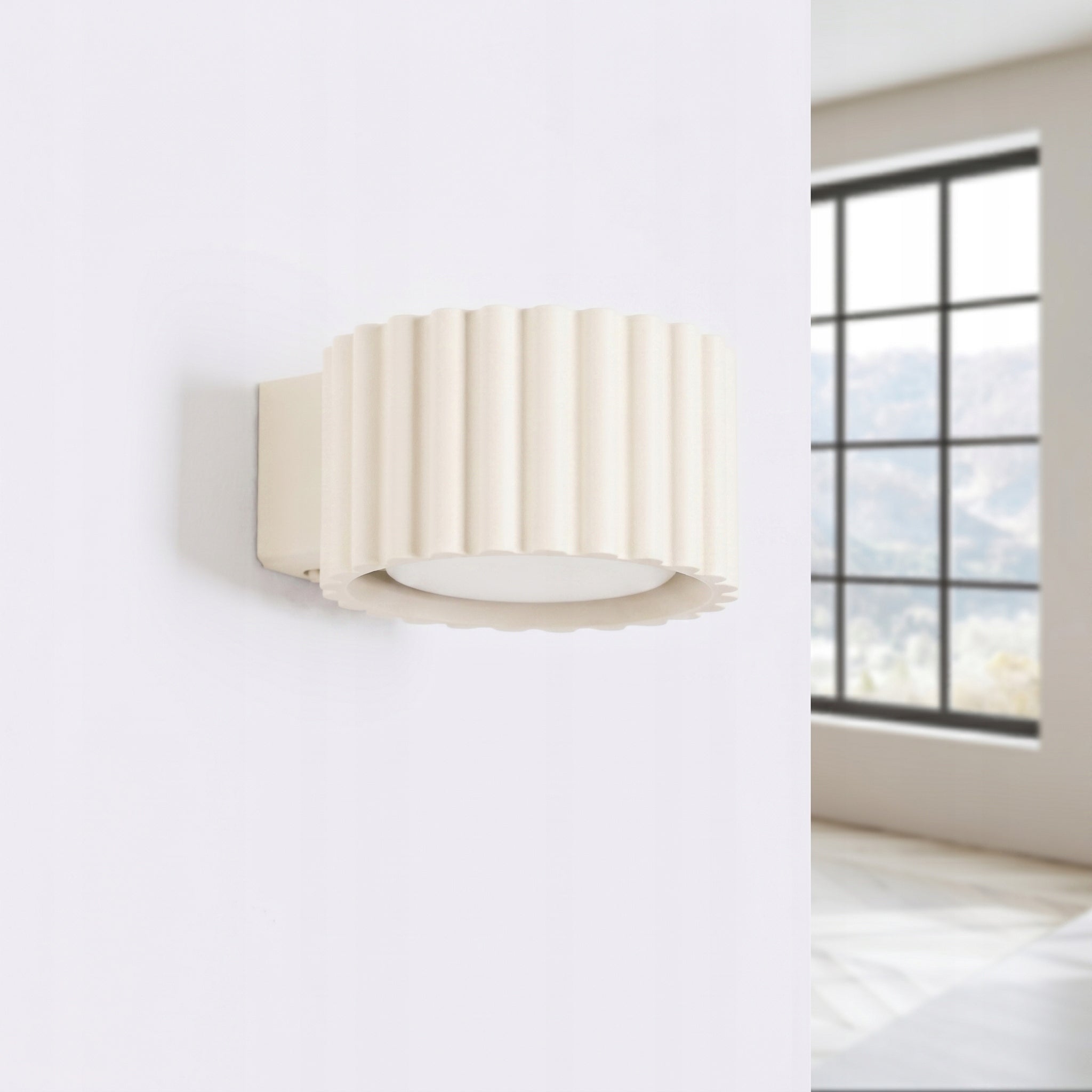Sollux Lighting wall sconce modern aura beige round grooved Packaging status original