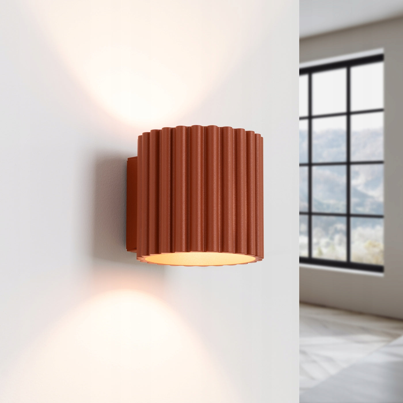 Sollux Wall lamp red grooved tube 10 cm top down 1xG9 10W AURA Batteries included no
