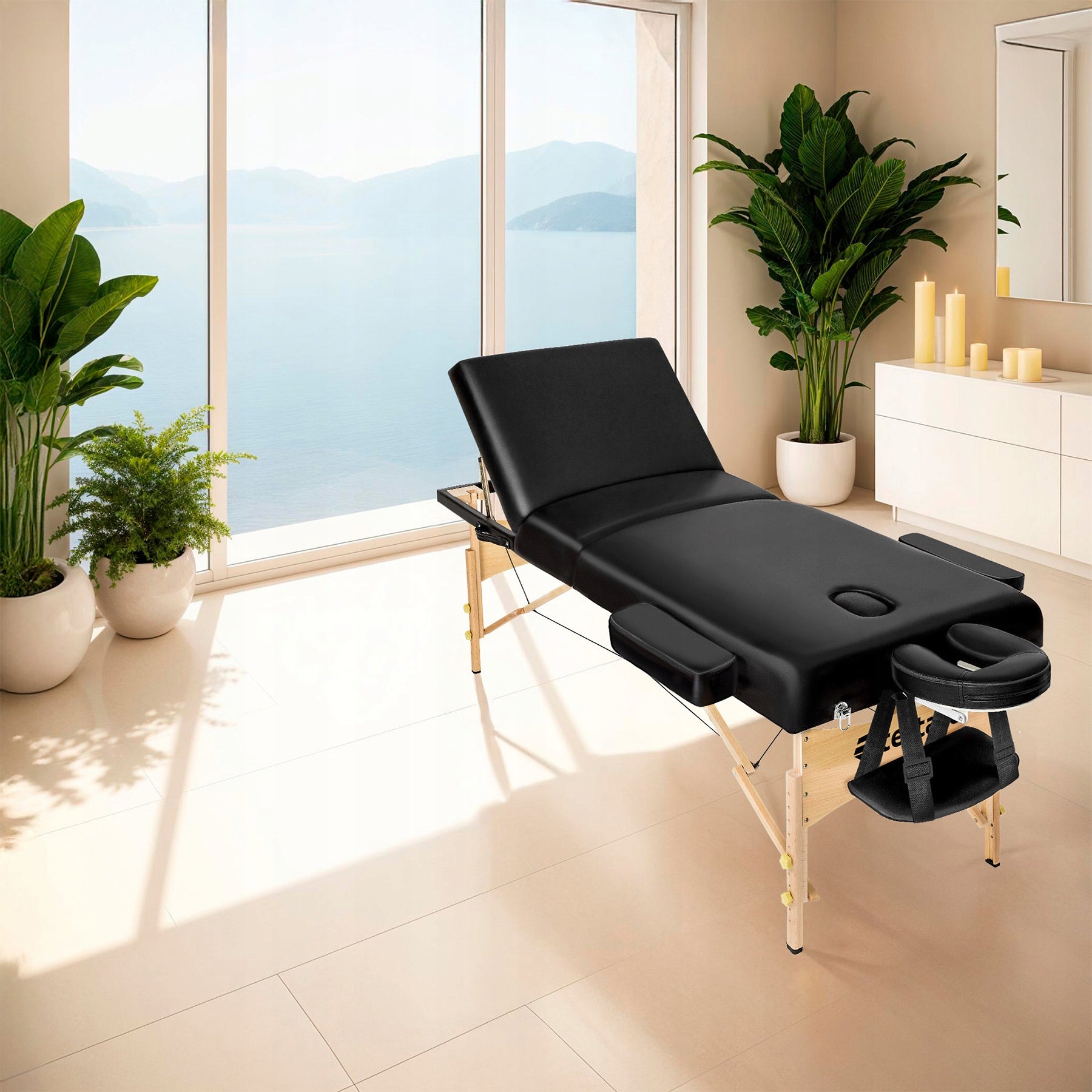 Somwang massage table with 7,5 cm padding with wooden frame Medical device no