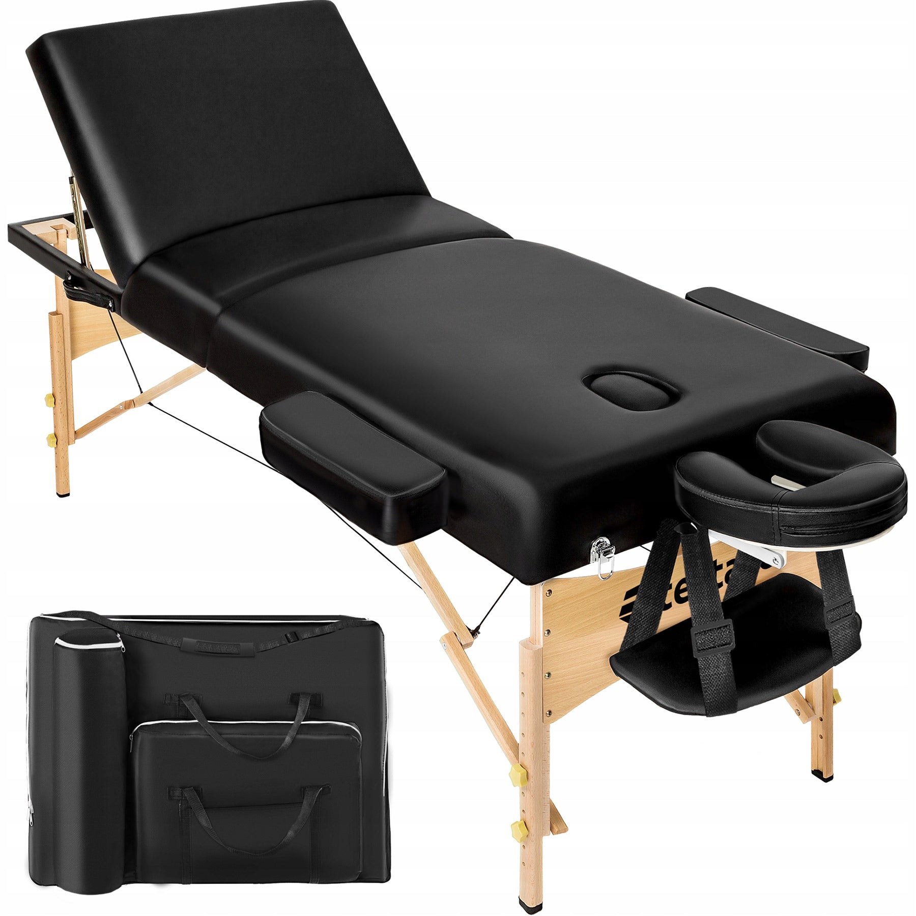 Somwang massage table with 7,5 cm padding with wooden frame