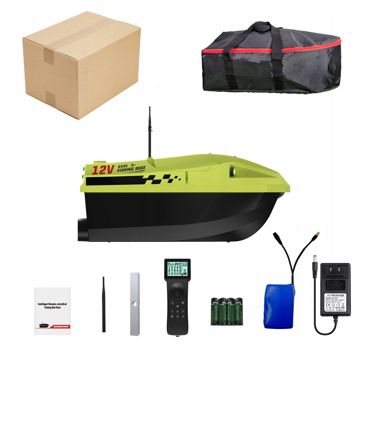 Sonar bait boat 1-32m Dual battery 15600mAh 12v GPS D50E Packaging status original