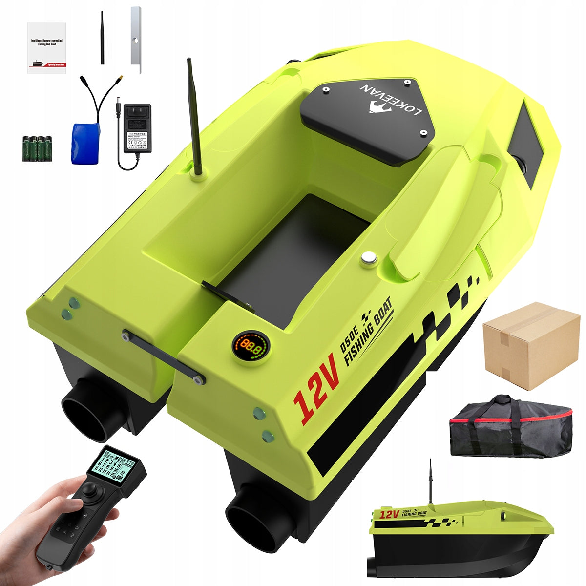 Sonar bait boat 1-32m Dual battery 15600mAh 12v GPS D50E
