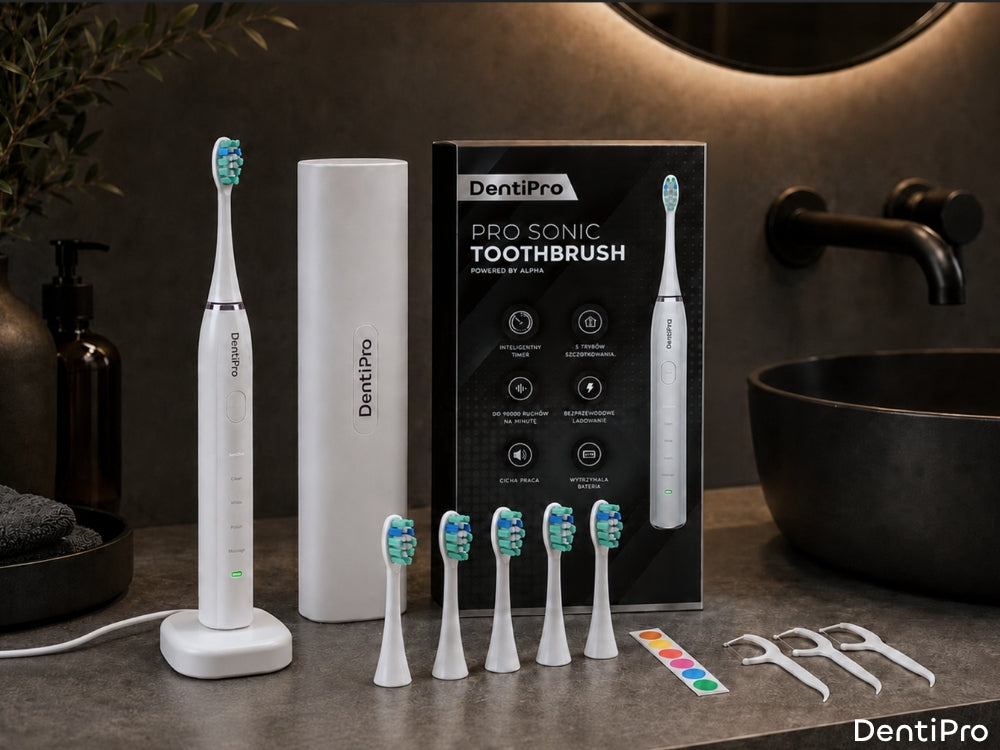 Sonic Toothbrush - Set of Case 6 Tips Electric Induction Brand DentiPro